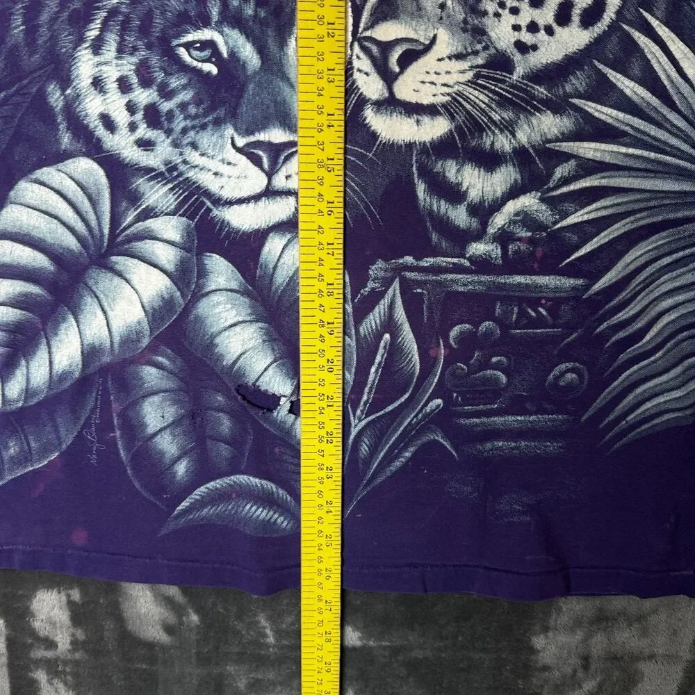 Vintage Harlequin Nature All Over Print T-Shirt Size Large Cheetah - Picture 4 of 7